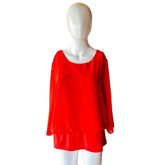 Ann Taylor Women’s Red Chiffon Layered Blouse Size L - Picture 1 of 7